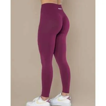 AUROLA Dream Collection Workout Leggings for Women High Waist Seamless Scrunch Athletic Running Gym Fitness Active Pants Magenta L