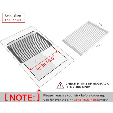 Surpahs Over Sink Foldable Multipurpose Roll-Up Dish Drying Rack, Silicone Wrapped Stainless Steel, Warm Gray, 17.5" x 13.1"