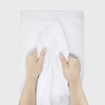 TRIDENT Soft & Plush Luxury Towel Set, 100% Cotton, 2 Bath Towels 2 Hand Towels 2 Washcloths Highly Absorbent Towels for Bathroom, 6 Pieces snowclad White Towel Sets