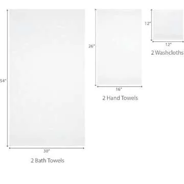 TRIDENT Soft & Plush Luxury Towel Set, 100% Cotton, 2 Bath Towels 2 Hand Towels 2 Washcloths Highly Absorbent Towels for Bathroom, 6 Pieces snowclad White Towel Sets