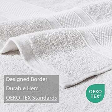 TRIDENT Soft & Plush Luxury Towel Set, 100% Cotton, 2 Bath Towels 2 Hand Towels 2 Washcloths Highly Absorbent Towels for Bathroom, 6 Pieces snowclad White Towel Sets