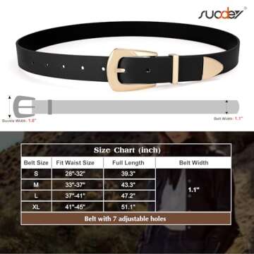 SUOSDEY Women's Vintage Leather Belt for Jeans