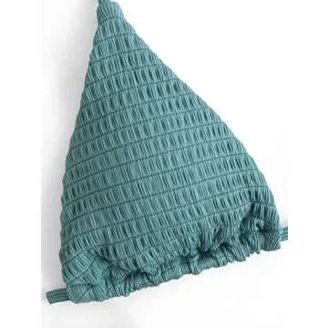 ZAFUL Women's Crinkle Halter String Triangle Tie Side Bikini Set Two Piece Swimsuits