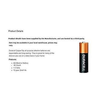 Duracell CopperTop AA Batteries - 40 Count Reliable Power