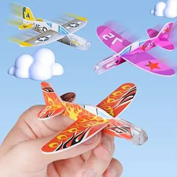 Manmel 50 Pcs Foam Gliders Planes Toys for Kids, Paper Airplane, Party Favors Goodie Bag Stuffers, Outdoor Flying Toys, Bulk for Classroom Prizes Boys and Girls