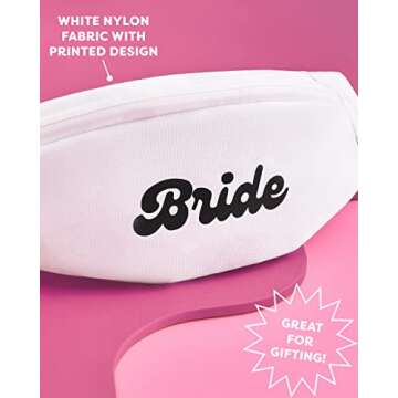 xo, Fetti Bachelorette Party Bride Babe Fanny Packs - 8 pc | Bridesmaid Proposal Box, Pink + White Sling Bag, Bride to Be Gift, Bridesmaid Favors, Bachelorette Party Decorations