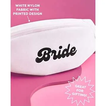 xo, Fetti Bachelorette Party Bride Babe Fanny Packs - 8 pc | Bridesmaid Proposal Box, Pink + White Sling Bag, Bride to Be Gift, Bridesmaid Favors, Bachelorette Party Decorations