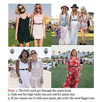 JASGOOD Women Leather Double Buckle Adjustable Belt