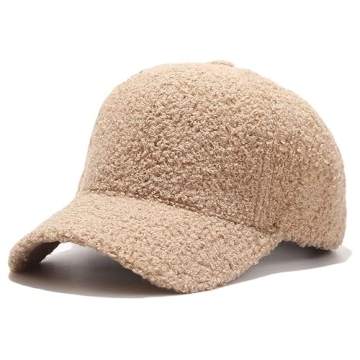 Avilego Winter Baseball Cap for Women Lamb Wool Solid Color Stylish and Warm