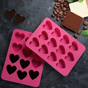 Heart Shaped Silicone Molds Set of 2 for Baking and Crafts