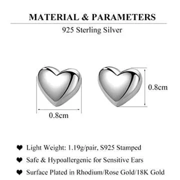 SLUYNZ Solid 925 Sterling Silver 8MM Fat Heart Earrings Studs for Women Teen Girls Hollow Sweet Love Studs Earrings (A-Sterling Silver)