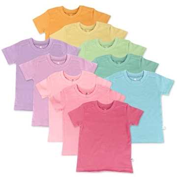 HonestBaby Organic Cotton Rainbow T-Shirt 10-Pack for Girls 3T - Fun & Eco-Friendly