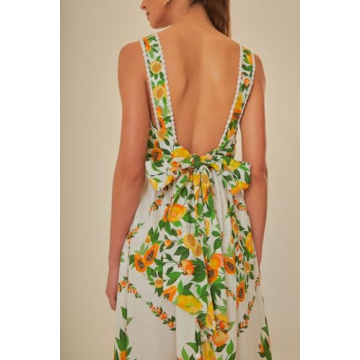 Women Y2k Boho Maxi Dress Vintage Floral Tie Shoulder Strap Sleeveless A Line Long Dress Summer Beach Flowy Dresses