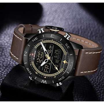 NAVIFORCE Leather Waterproof Sport Digital Watch