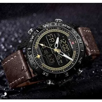 NAVIFORCE Leather Waterproof Sport Digital Watch