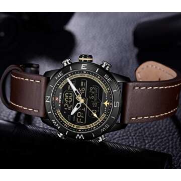 NAVIFORCE Leather Waterproof Sport Digital Watch