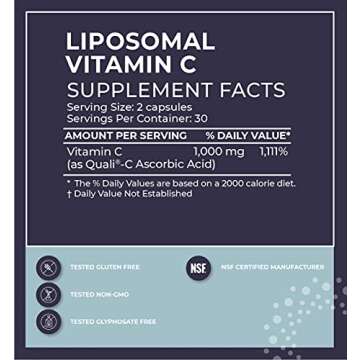 BodyBio Liposomal Vitamin C 60 Capsules | Powerful Immune Support | Maximum Absorption for Cell Support | Super Antioxidant | Pure Ascorbic Acid | Ultimate Vitamin C
