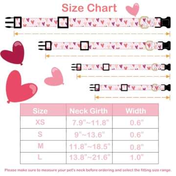 Faygarsle Dog Collar for Small Medium Large Dogs Cute Puppy Collars Valentine's Day Heart Print Dog ...