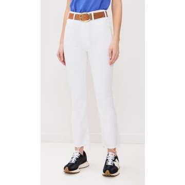 MOTHER Women's The Hustler Ankle Fray Jeans, Fairest of Them All, White, 27