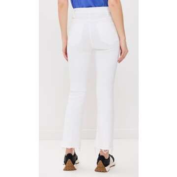 MOTHER Women's The Hustler Ankle Fray Jeans, Fairest of Them All, White, 27