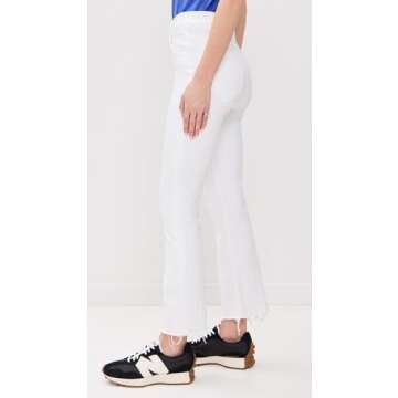 MOTHER Women's The Hustler Ankle Fray Jeans, Fairest of Them All, White, 27