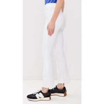 MOTHER Women's The Hustler Ankle Fray Jeans, Fairest of Them All, White, 27