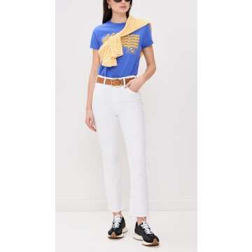 MOTHER Women's The Hustler Ankle Fray Jeans, Fairest of Them All, White, 27