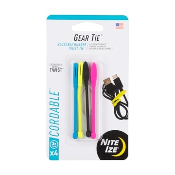 Nite Ize Gear Tie 3-Inch Reusable Cord Organizer, Assorted Colors