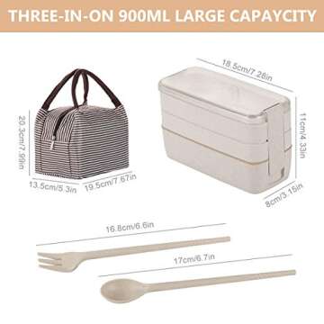 Bento Box for Adults, 3-In-1 Meal Prep Container - Stylish & Eco-Friendly