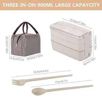 Bento Box for Adults, 3-In-1 Meal Prep Container - Stylish & Eco-Friendly