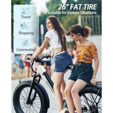 Electric Bike for Adults 960W Peak, 48V 15AH Removable Battery Electric Bicycle, 28MPH Commuter E-bike, 7 Speed, Up to 60 Miles,All Terrain 26" Fat Tire Front Suspension, UL Tested, Samoyed