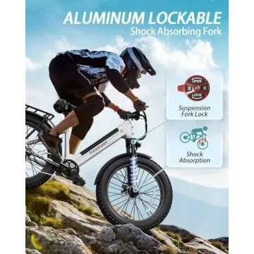 Electric Bike for Adults 960W Peak, 48V 15AH Removable Battery Electric Bicycle, 28MPH Commuter E-bike, 7 Speed, Up to 60 Miles,All Terrain 26" Fat Tire Front Suspension, UL Tested, Samoyed