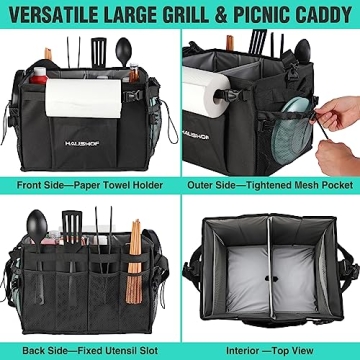 HAUSHOF Large Grill and Picnic Caddy for BBQ