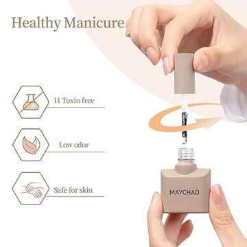 MAYCHAO 2 Pcs 15ml Gel Top and Base Coat Set, Clear Base and No Wipe Shiny Top Coat Gel Nail Polish UV LED Nail Lamp Need Long Lasting Gel Nail Lacquer Nail Art Design Manicure for Women