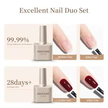MAYCHAO Gel Top and Base Coat Set for Long Lasting Nails