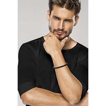 Miabella Italian Braided Leather Bracelet for Men