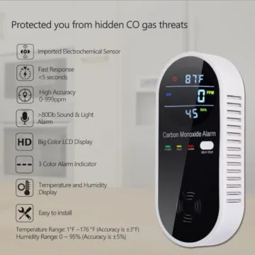 Portable 3-in-1 CO Detector for Home Travel Safety