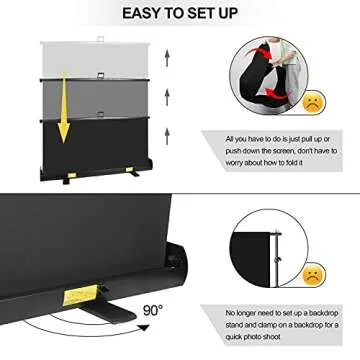 EMART Collapsible Chromakey Panel, 2-in-1 Black White Screen Backdrop, Portable Photography Background with Auto-Locking Frame for Photo Studio Video Live Streaming Photoshoot Zoom Gaming