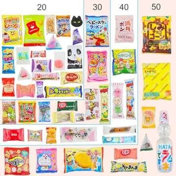 Sakura Box Japanese Candy & Snacks Dagashi Set & Pamphlet 50 Pieces Japanese Food Gift Box