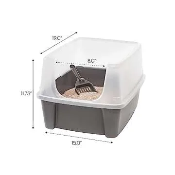 IRIS USA Large High-Sided Cat Litter Box with Scoop