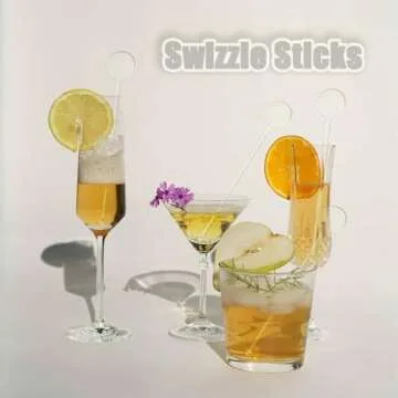 160Pcs 7 Inches Cocktail Swizzle Sticks, Disposible Plastic Disc Top Drink Stirrers Transparent Bar ...