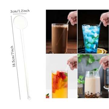160Pcs 7 Inches Cocktail Swizzle Sticks, Disposible Plastic Disc Top Drink Stirrers Transparent Bar Drinks Mixing Rod for Coffee Whiskey Beverage