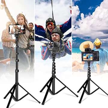 62" Phone Tripod Stand with Remote - Extendable Selfie Stick Tripod Overhead Tripod Phone Holder for iPhone 15 14 13 12 Pro Max XS XR S23 S22 S21 Android Camera iPhone Stand for Video Recording Vlog