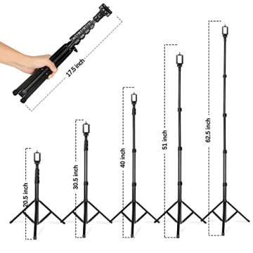 62" Phone Tripod Stand with Remote - Extendable Selfie Stick Tripod Overhead Tripod Phone Holder for iPhone 15 14 13 12 Pro Max XS XR S23 S22 S21 Android Camera iPhone Stand for Video Recording Vlog