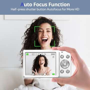 Anteam Digital Camera - 4K 48MP Compact Vlogging Camera with LED Light and Zoom