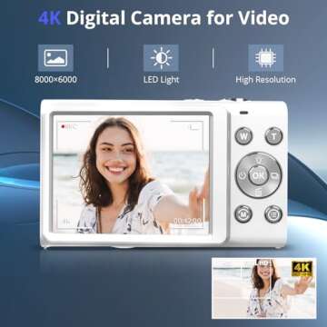 48MP 4K Digital Camera with Autofocus & Zoom