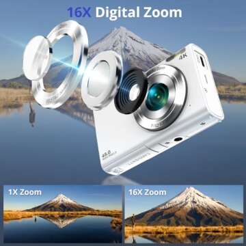 48MP 4K Digital Camera with Autofocus & Zoom