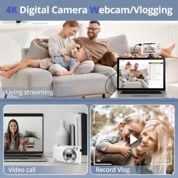 48MP 4K Digital Camera with Autofocus & Zoom