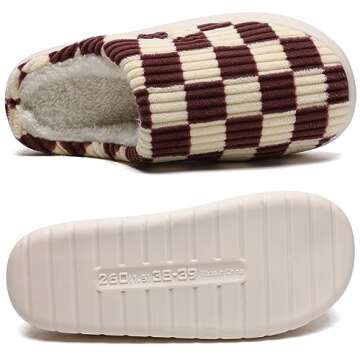 Guyarns Slippers for Women Indoor,House Slippers for Women,Casual House Shoes Memory Foam Slippers for Women Indoor and Outdoor Warm Plush Bedroom Shoes with Faux Fur Lining（New Brown 42/43）