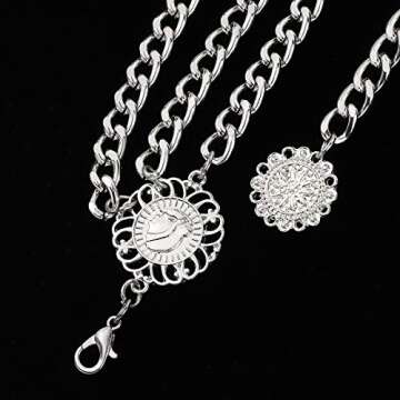 Glamorstar Multilayer Metal Waist Chain Dress Belts Metal Belt for Women Silver 90CM/35.8IN